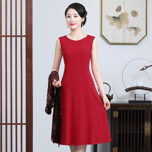 上海旗袍厂JC-JY927春夏时尚气质复古风刺绣圆领中长款女装连衣裙 商品图2