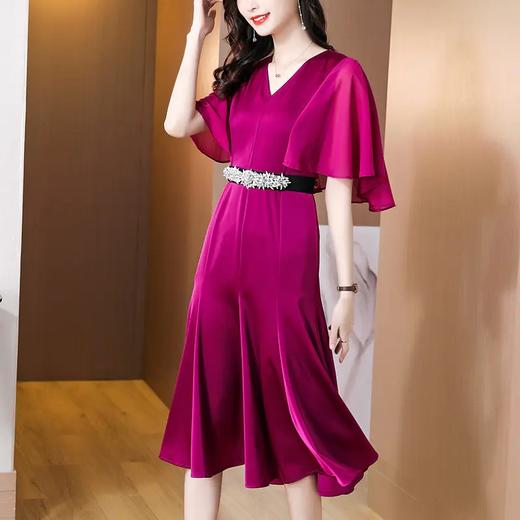 NYL-8366夏季新款收腰显瘦纯色连衣裙 商品图1