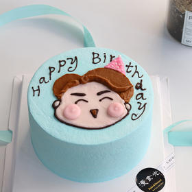 【生日蛋糕】蓝底手绘小男孩款