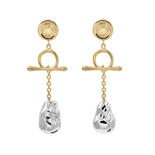 J.HARDYMENT | Silver Pearl and Thumbprint T-Bar Earrings [耳环] 商品图0