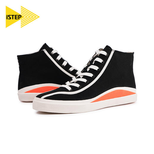 iSTEP小白鞋女高帮帆布鞋女鞋2023新款秋季百搭时尚潮流平底板鞋 商品图2