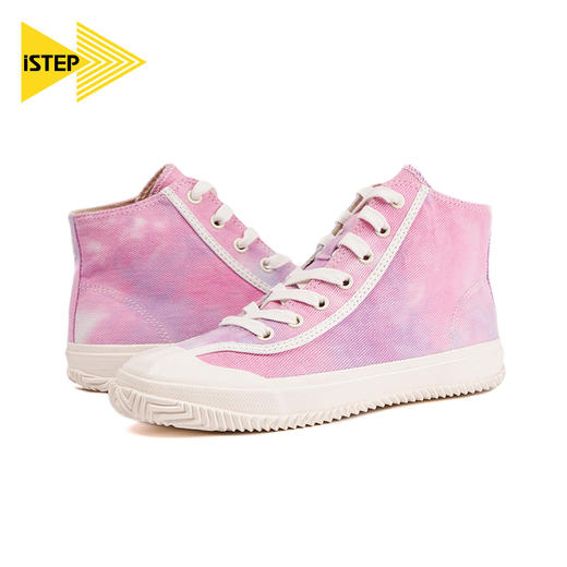 iSTEP女鞋星空帆布鞋女高帮粉色潮流学生2023秋季新款板鞋女ins潮 商品图1