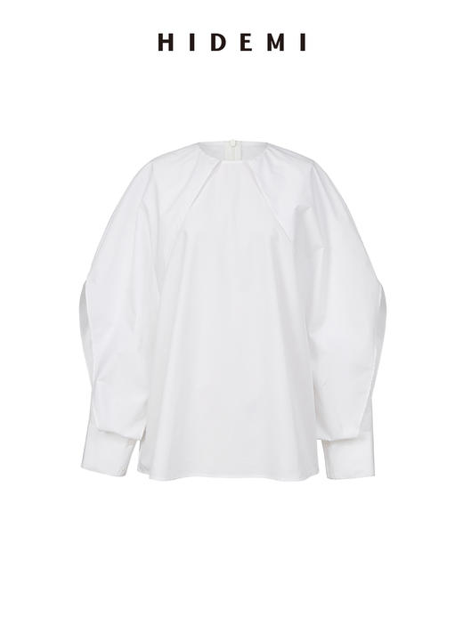 HIDEMI花苞几何设计感衬衫 白色/藏蓝色 商品图14
