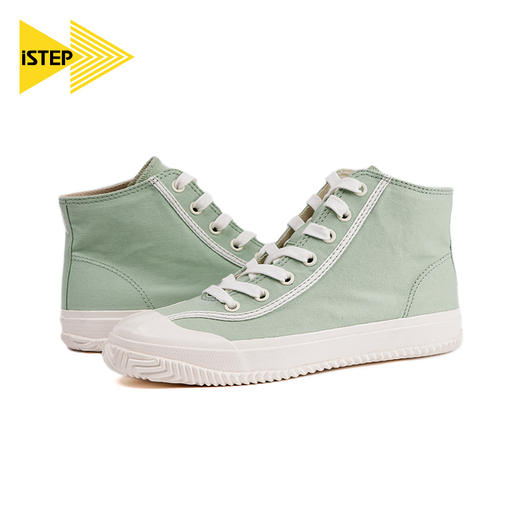 iSTEP鞋子女2023春季新品高帮帆布鞋百搭学院风潮流板鞋小白鞋 商品图1