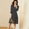 剩S 米思阳2021秋季新款复古波点雪纺裙修身显瘦v领长袖连衣裙2437 商品缩略图2