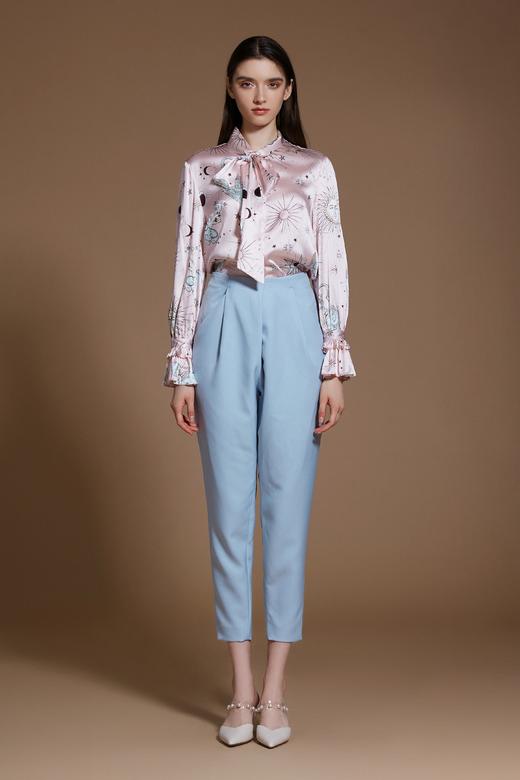 浅蓝色宽松九分裤 商品图0