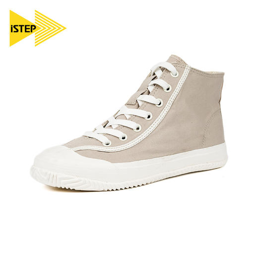 iSTEP鞋子女2023春季新品高帮帆布鞋百搭学院风潮流板鞋小白鞋 商品图2