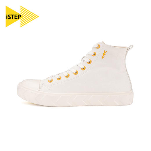 【正品】iSTEP高帮帆布鞋女2021新款小白鞋男女鞋经典轮胎底黑白色情侣鞋 商品图1