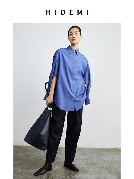 HIDEMI牛仔蓝廓形简约经典款衬衫 商品图5