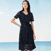 丁摩 高端蕾丝挺括v领连衣裙夏季新款收腰气质中长裙Q121154-DR299 商品缩略图1