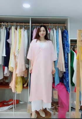 【线上专属】V领连衣裙（21707220-桃夭）