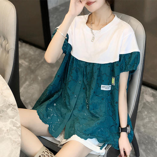 裁缝学苑AG178 撞色短袖衬衫纸样上衣女夏服装样板女装衣服打版图 商品图0