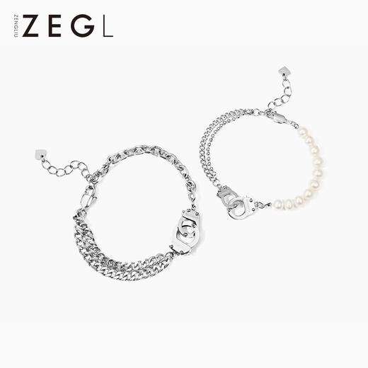 ZEGL设计师淡水珍珠手铐情侣手链一对男女小众设计手饰品七夕礼物 商品图3
