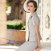 IWY/灰色双排扣短袖西装套装职业装女装时尚正装套裙OL工作服CS0348 商品缩略图2