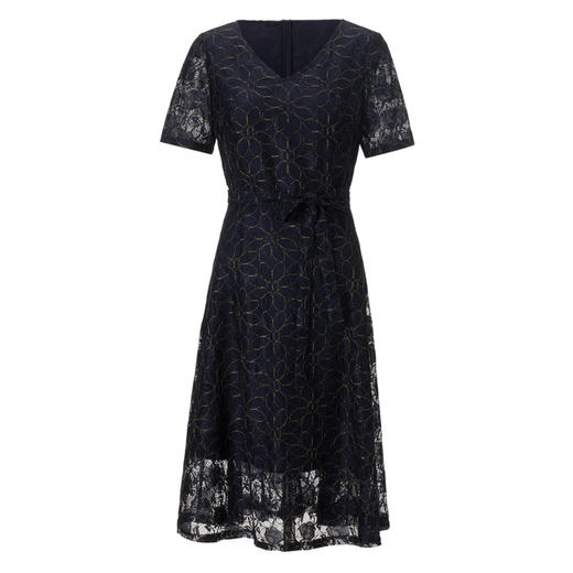 丁摩 高端蕾丝挺括v领连衣裙夏季新款收腰气质中长裙Q121154-DR299 商品图4