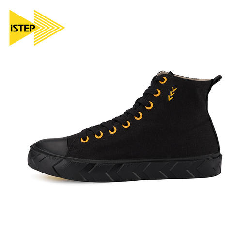 【正品】iSTEP高帮帆布鞋女2021新款小白鞋男女鞋经典轮胎底黑白色情侣鞋 商品图3