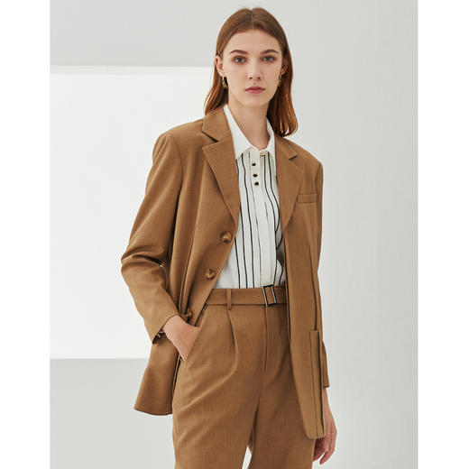 EITIE爱特爱秋季新款时尚帅气中性挺括翻领单排扣西装外套女C2103804 商品图5