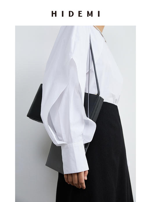 HIDEMI花苞几何设计感衬衫 白色/藏蓝色 商品图9