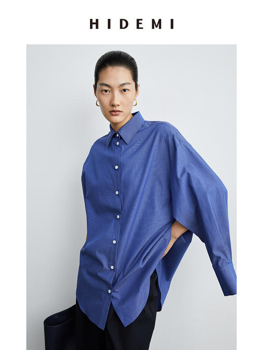HIDEMI牛仔蓝廓形简约经典款衬衫 商品图6