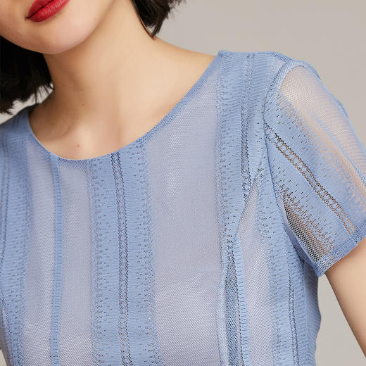 芳外高腰修身显瘦夏季连衣裙网纱拼接时尚中长裙子连衣裙 商品图4