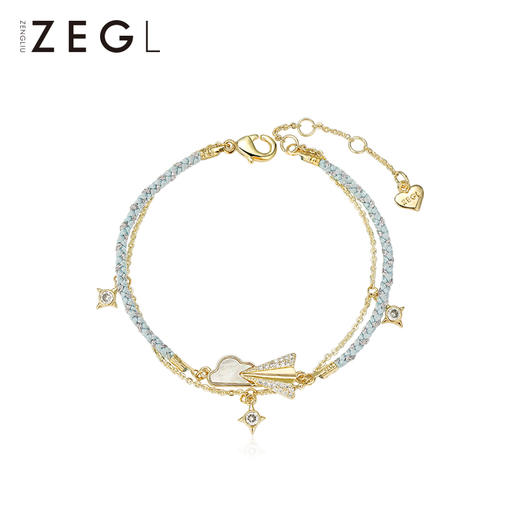 设计师纸飞机925纯银双层手链女ins小众设计手饰品送闺蜜七夕礼物 商品图1