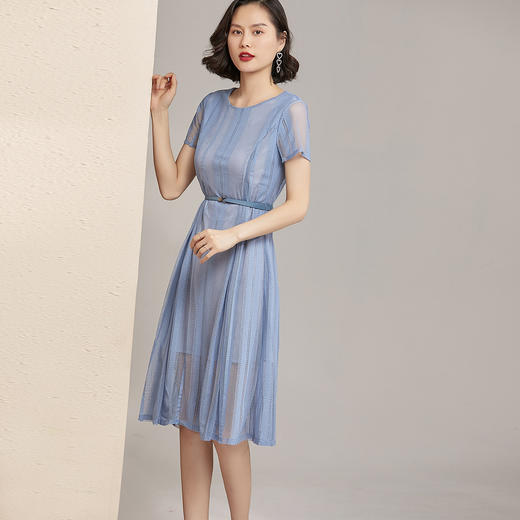 芳外高腰修身显瘦夏季连衣裙网纱拼接时尚中长裙子连衣裙 商品图2