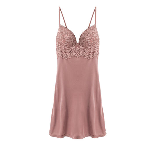 TG-TG03S162真丝吊带裙 蕾丝性感睡裙带胸垫夏季薄款打底裙家居服诱惑 商品图4