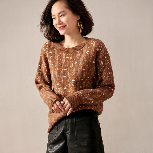 剩2XL 芳外冬季软糯羊毛衫通勤百搭显瘦慵懒毛衣女宽松长袖套头针织衫 商品图0