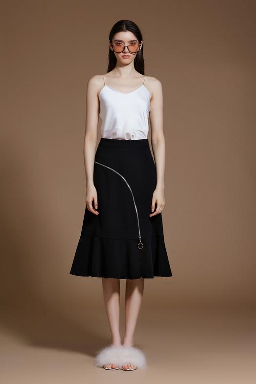 进口三醋酸黑色拉链半裙 商品图0