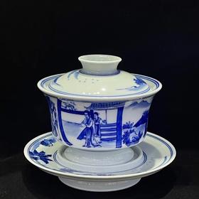 李文华： 柴窑新品西厢记人物马蹄盖碗