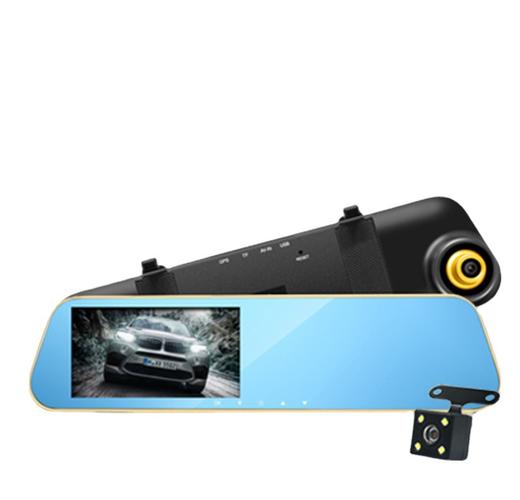 【行车记录仪】后视镜行车记录仪4.3寸高清双录汽车用品1080P循环录倒车影像 商品图0