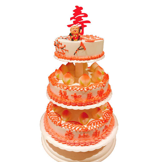 NO.189 ｜三层大寿蛋糕 ｜动物奶油蛋糕 商品图0