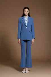 雾霾蓝进口三醋酸修身喇叭裤 商品图1