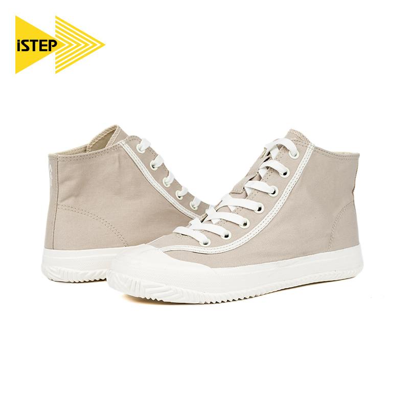 iSTEP鞋子女2023春季新品高帮帆布鞋百搭学院风潮流板鞋小白鞋