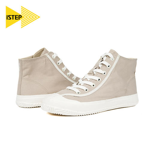iSTEP鞋子女2023春季新品高帮帆布鞋百搭学院风潮流板鞋小白鞋 商品图0