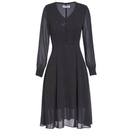 剩S 米思阳2021秋季新款复古波点雪纺裙修身显瘦v领长袖连衣裙2437 商品图4