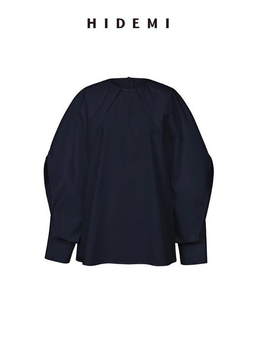 HIDEMI花苞几何设计感衬衫 白色/藏蓝色 商品图13