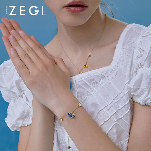 ZEGL925纯银彩虹独角兽手链女情侣七夕礼物小众手饰品送女友闺蜜 商品图1