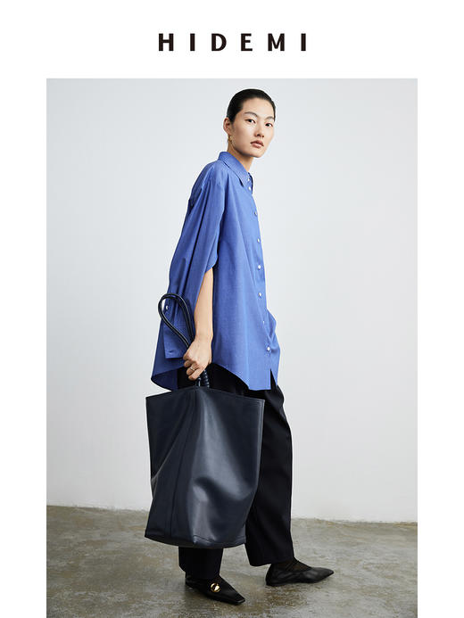 HIDEMI牛仔蓝廓形简约经典款衬衫 商品图4