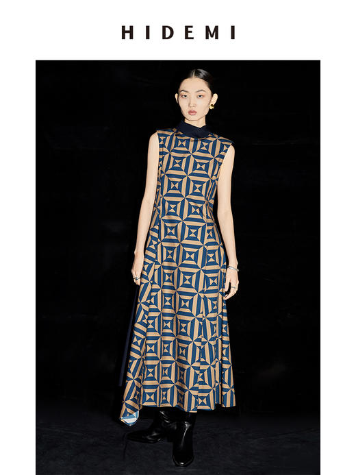 HIDEMI几何设计感印花背心连衣裙 商品图12