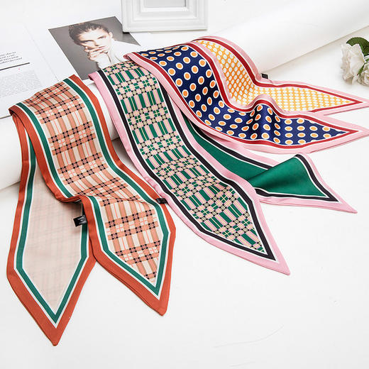 【丝巾】韩版春秋夏季气质薄丝巾百搭细窄小领巾网红洋气围巾长条方巾女款 商品图0