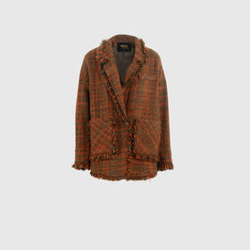 侧弧形落差款式男友外套