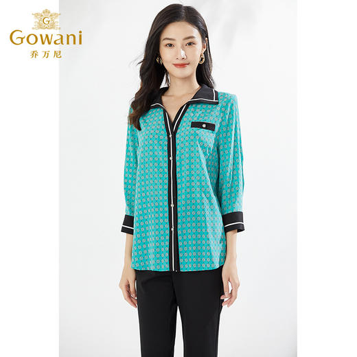 乔万尼重磅真丝撞色印花贵气时尚衬衫EI2C841 商品图2