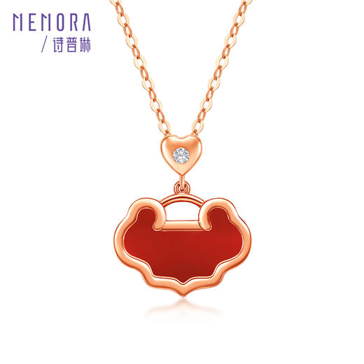 【一口价】诗普琳七夕专款如意系列玫瑰色18K金钻石称“心”如意套链KN297901 商品图4