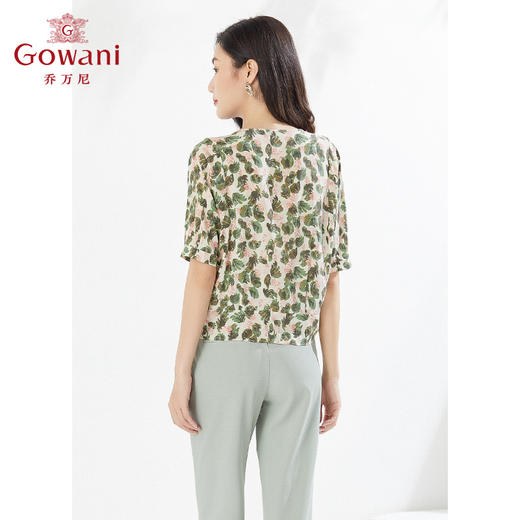 乔万尼真丝小衫桑蚕丝衬衫系带休闲宽松EI2C798 商品图3