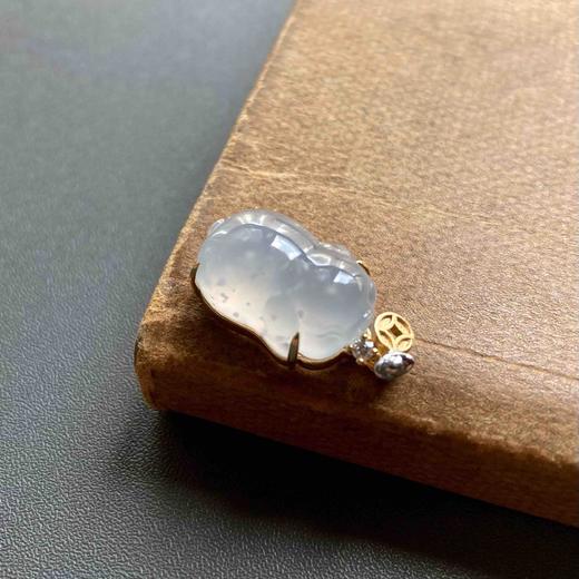 高冰种雪花棉翡翠猪18k黄金钻石镶嵌 商品图1