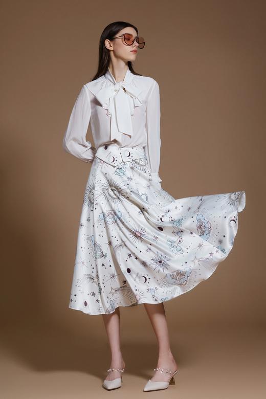 宫廷风荷叶领真丝双绉衬衣 商品图1