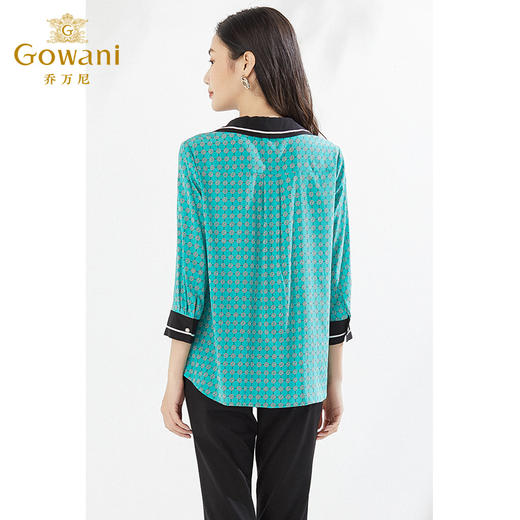 乔万尼重磅真丝撞色印花贵气时尚衬衫EI2C841 商品图3