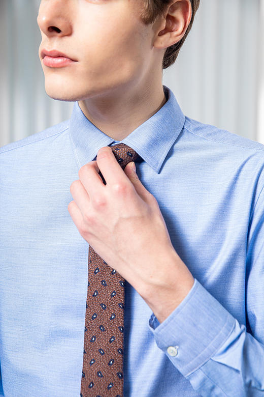 callisto羊毛混纺蓝色意式领衬衫  FQSTL071C 商品图3