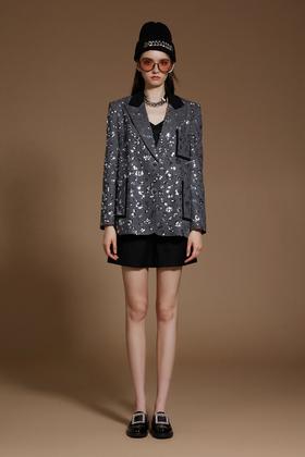 灰色银河亮片西装外套